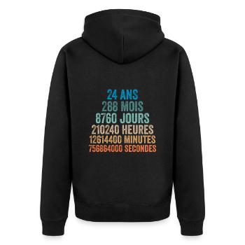 24 Ans Anniversaire - cadeau d'anniversaire - Veste à capuche bio Premium Unisexe - noir - Dos - Nico (187cm)