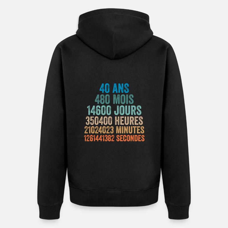 40 Ans Anniversaire - cadeau d'anniversaire - Veste à capuche bio Premium Unisexe - noir