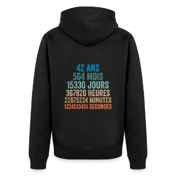 42 Ans Anniversaire - cadeau d'anniversaire - Veste à capuche bio Premium Unisexe - noir - Dos - Nico (187cm)