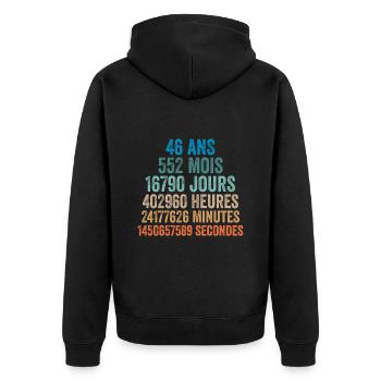 46 Ans Anniversaire - cadeau d'anniversaire - Veste à capuche bio Premium Unisexe - noir - Dos - Nico (187cm)