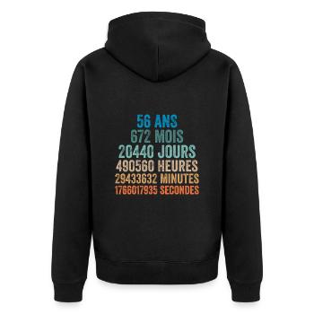 56 Ans Anniversaire - cadeau d'anniversaire - Veste à capuche bio Premium Unisexe - noir - Dos - Nico (187cm)