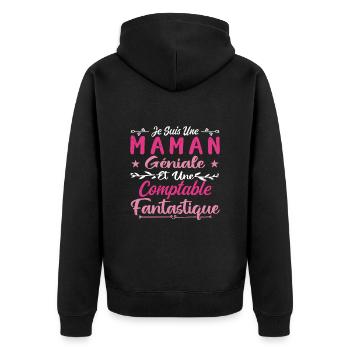 Je Suis Une Maman Géniale Et Une Comptable Fantast - Veste à capuche bio Premium Unisexe - noir - Dos - Nico (187cm)