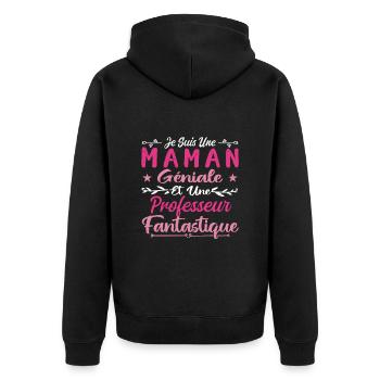 Je Suis Une Maman Géniale Et Une Professeur Fantas - Veste à capuche bio Premium Unisexe - noir - Dos - Nico (187cm)