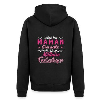 Une Maman Géniale Et Une Militaire Fantastique - Veste à capuche bio Premium Unisexe - noir - Dos - Nico (187cm)