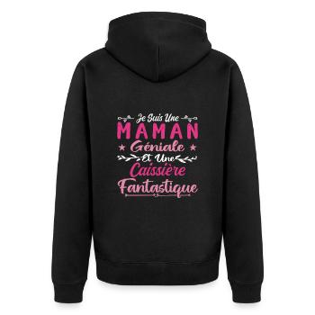 Je Suis Une Maman Géniale Et Une Caissière Fantast - Veste à capuche bio Premium Unisexe - noir - Dos - Nico (187cm)