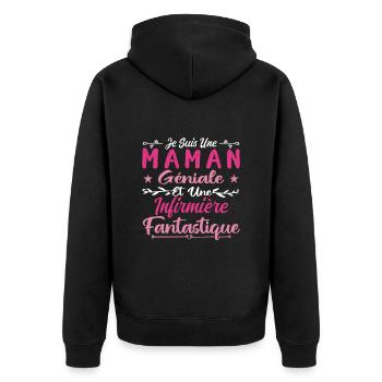 Une Maman Géniale Et Une Infirmière Fantastique - Veste à capuche bio Premium Unisexe - noir - Dos - Nico (187cm)