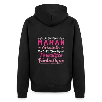 Une Maman Géniale Et Une Formatrice Fantastique - Veste à capuche bio Premium Unisexe - noir - Dos - Nico (187cm)