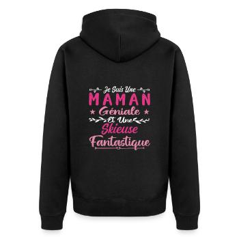 Une Maman Géniale Et Une Skieuse Fantastique - Veste à capuche bio Premium Unisexe - noir - Dos - Nico (187cm)