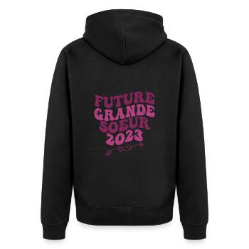 Future Big Sister 2023 Gift Pregnancy Announcement - Unisex Premium Organic Zip Hoodie - black - Back - Nico (187cm)