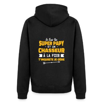 Un Super Papy Et Un Chasseur | Papy Chasseur - Veste à capuche bio Premium Unisexe - noir - Dos - Nico (187cm)