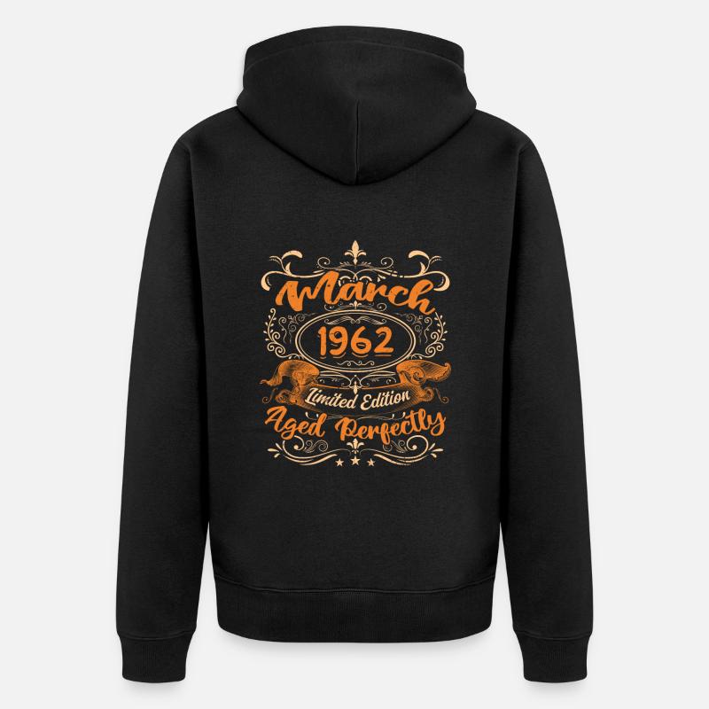March 1962 | Aged Perfectly - Veste à capuche bio Premium Unisexe - noir