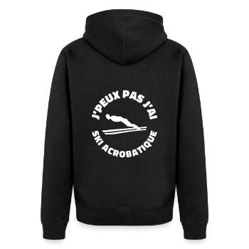 Je Peux pas J'ai ski Acrobatique | Humour Sport - Veste à capuche bio Premium Unisexe - noir - Dos - Nico (187cm)