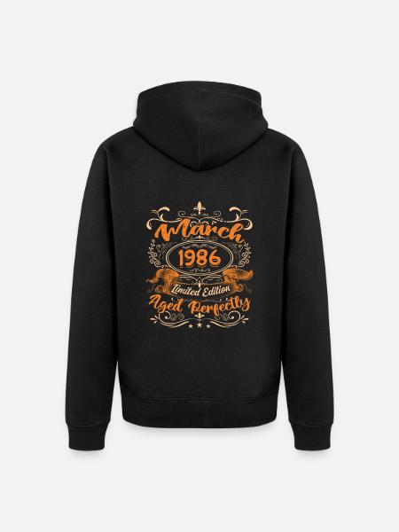March 1986 | Aged Perfectly - Unisex Premium Organic Zip Hoodie - black