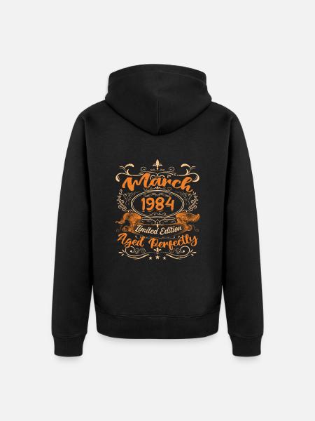 March 1984 | Aged Perfectly - Unisex Premium Organic Zip Hoodie - black