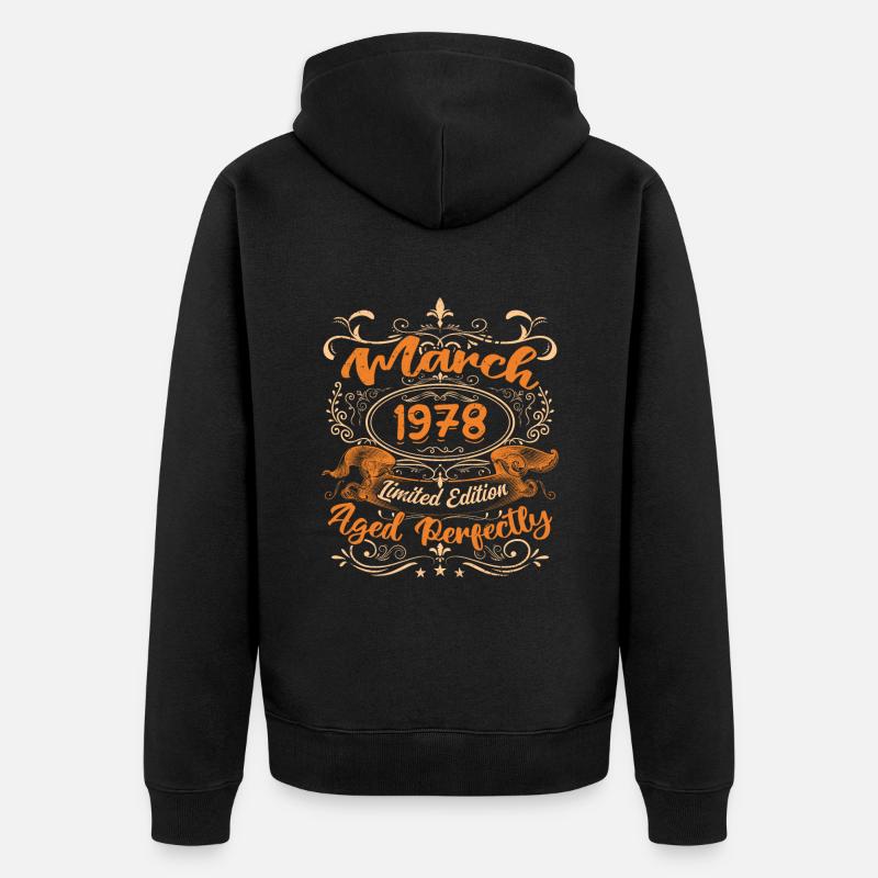 March 1978 | Aged Perfectly - Veste à capuche bio Premium Unisexe - noir
