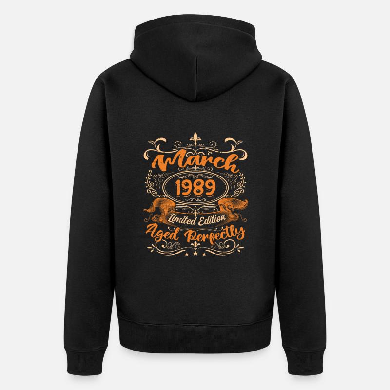 March 1989 | Aged Perfectly - Veste à capuche bio Premium Unisexe - noir