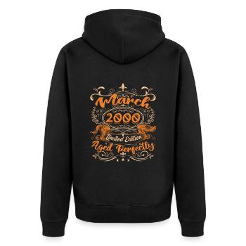 March 2000 | Aged Perfectly - Veste à capuche bio Premium Unisexe - noir - Dos - Nico (187cm)