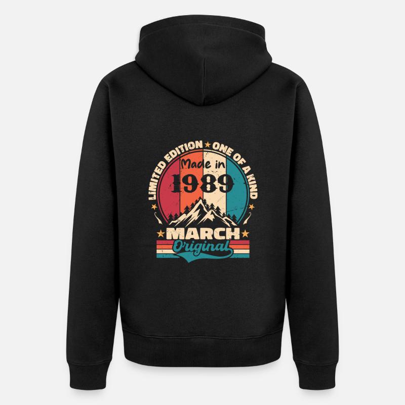 March 1989 | Aged Perfectly - Veste à capuche bio Premium Unisexe - noir