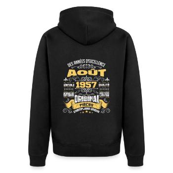 Les légendes sont nées en Août 1957 | vintage - Veste à capuche bio Premium Unisexe - noir - Dos - Nico (187cm)