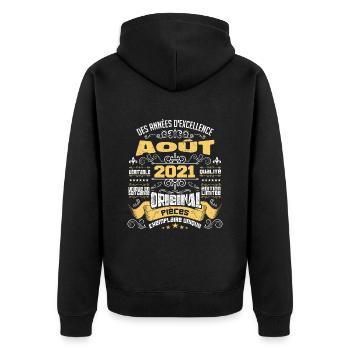 Les légendes sont nées en Août 2021 | vintage - Veste à capuche bio Premium Unisexe - noir - Dos - Nico (187cm)