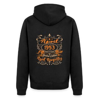 Anniversaire Vintage Idée Cadeau Avril 1953 - Veste à capuche bio Premium Unisexe - noir - Dos - Nico (187cm)