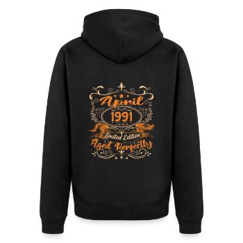 Anniversaire Vintage Idée Cadeau Avril 1991 - Veste à capuche bio Premium Unisexe - noir - Dos - Nico (187cm)
