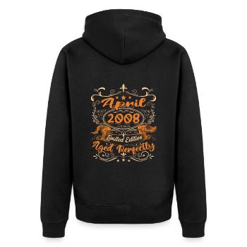 Anniversaire Vintage Idée Cadeau Avril 2008 - Veste à capuche bio Premium Unisexe - noir - Dos - Nico (187cm)