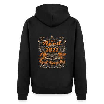 Vintage Geburtstag Geschenkidee April 2022 - Unisex Premium Bio Zip Hoodie - Schwarz - Hinten - Nico (187cm)