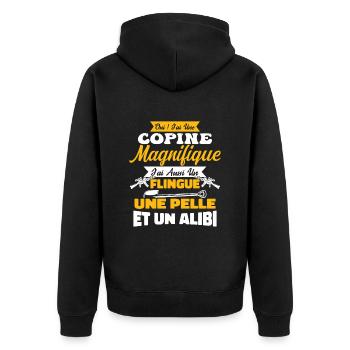 Copine magnifique flingue - pelle - alibi - Veste à capuche bio Premium Unisexe - noir - Dos - Nico (187cm)