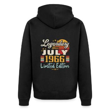 Juli 1966 Anniversary - Limited Edition | 1966 - Unisex Premium Bio Zip Hoodie - Schwarz - Hinten - Nico (187cm)