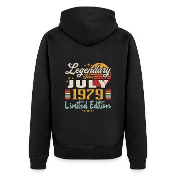 July 1979 Anniversary - Limited Edition | 1979 - Unisex Premium Organic Zip Hoodie - black - Back - Nico (187cm)