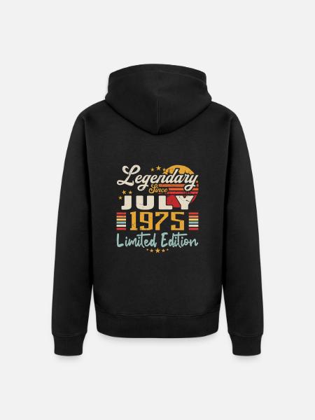 July 1975 Anniversary - Limited Edition | 1975 - Unisex Premium Organic Zip Hoodie - black