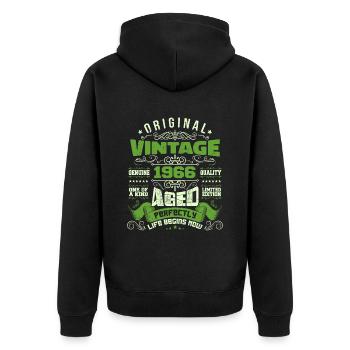 Juli 1966 Anniversary - Limited Edition | 1966 - Unisex Premium Bio Zip Hoodie - Schwarz - Hinten - Nico (187cm)