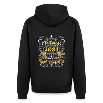 Mai 2003 - Vintage Cadeau d'anniversaire - 2003 - Veste à capuche bio Premium Unisexe - noir - Dos - Nico (187cm)