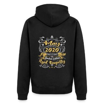 Mai 2020 - Vintage Cadeau d'anniversaire - 2020 - Veste à capuche bio Premium Unisexe - noir - Dos - Nico (187cm)
