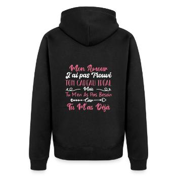 Mon Amour Saint Valentin Amour Couple Humour - Veste à capuche bio Premium Unisexe - noir - Dos - Nico (187cm)