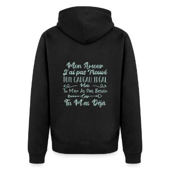 Mon Amour Saint Valentin Amour Couple Humour - Veste à capuche bio Premium Unisexe - noir - Dos - Nico (187cm)