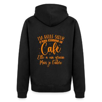 Ma belle-sœur c'est comme le café - Veste à capuche bio Premium Unisexe - noir - Dos - Nico (187cm)