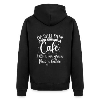 Ma belle-sœur c'est comme le café - Veste à capuche bio Premium Unisexe - noir - Dos - Nico (187cm)