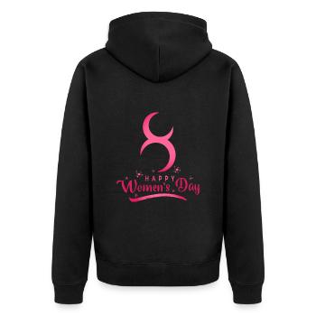 8 mars Journée internationale de la femme | cadeau - Veste à capuche bio Premium Unisexe - noir - Dos - Nico (187cm)