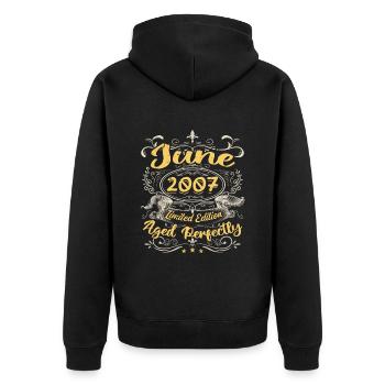 Juin 2007 | Vintage Cadeau 2007 - Veste à capuche bio Premium Unisexe - noir - Dos - Nico (187cm)