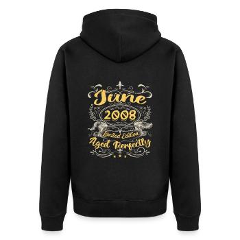 Juin 2008 | Vintage Cadeau 2008 - Veste à capuche bio Premium Unisexe - noir - Dos - Nico (187cm)