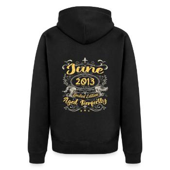 June 2013 | Vintage Gift 2013 - Unisex Premium Organic Zip Hoodie - black - Back - Nico (187cm)