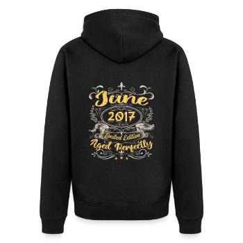 Juin 2017 | Vintage Cadeau 2017 - Veste à capuche bio Premium Unisexe - noir - Dos - Nico (187cm)