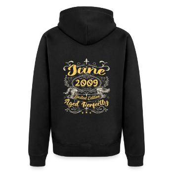 June 2009 | Vintage Gift 2009 - Unisex Premium Organic Zip Hoodie - black - Back - Nico (187cm)