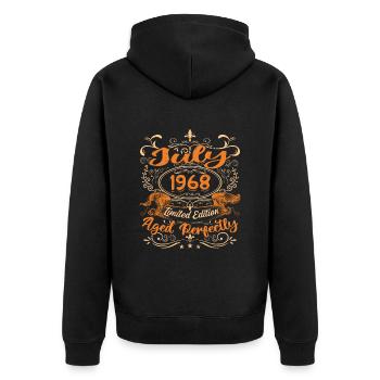 Juli 1968 Jubiläum Vintage Geschenkidee 1968 - Unisex Premium Bio Zip Hoodie - Schwarz - Hinten - Nico (187cm)