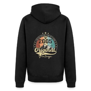 Original Vintage 2005 limited edition 2005 - Unisex Premium Organic Zip Hoodie - black - Back - Nico (187cm)