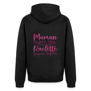 Maman depuis 1980 Raclette depuis toujours, Cadeau - Veste à capuche bio Premium Unisexe - noir - Dos - Nico (187cm)