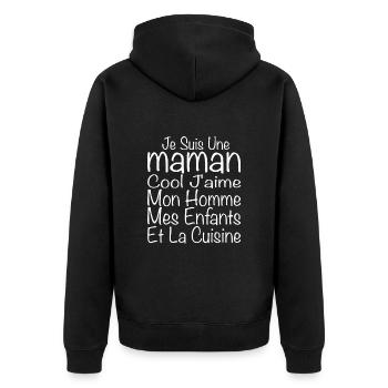 Maman Cool J'aime Mon Homme Et La Cuisine - Veste à capuche bio Premium Unisexe - noir - Dos - Nico (187cm)