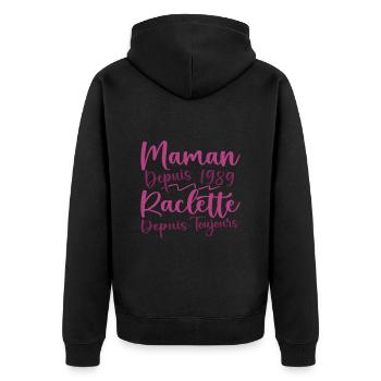 Maman depuis 1989 Raclette depuis toujours, Cadeau - Veste à capuche bio Premium Unisexe - noir - Dos - Nico (187cm)